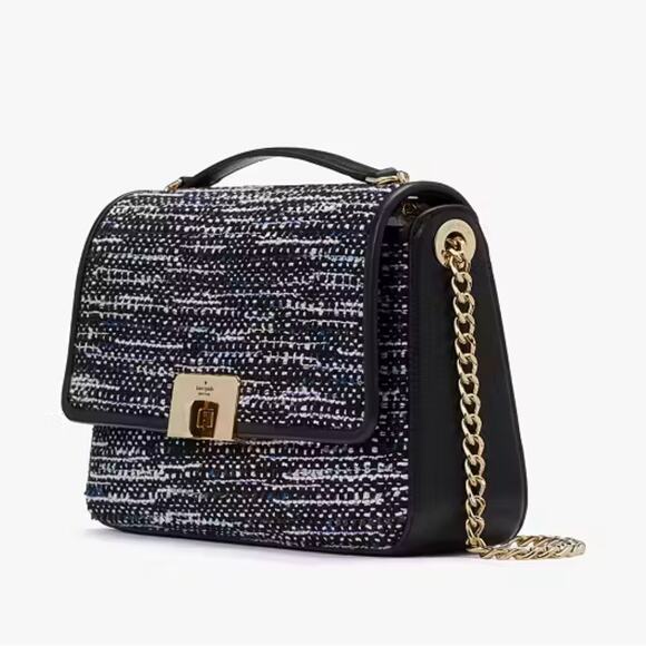 NWT - Kate Spade - Carey Tweed Medium Flap Shoulder Bag - Picture 3 of 5